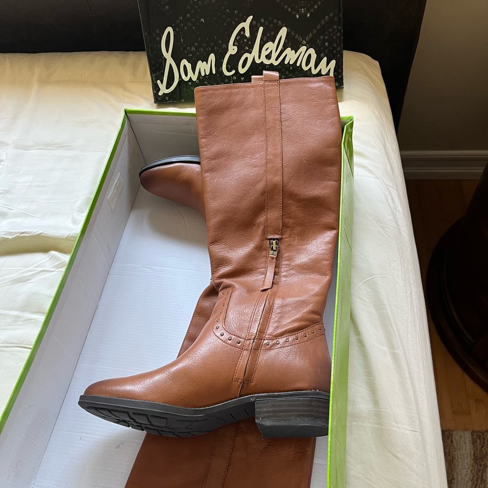 Sam Edelman Prina leather boots in whiskey leather